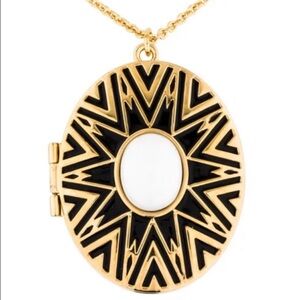 HOUSE OF HARLOW 1960 Gold Black White Cabochon Locket Necklace